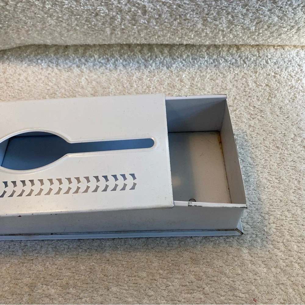 Vintage White Metal Wall Tissue Box Cover Ready To Paint